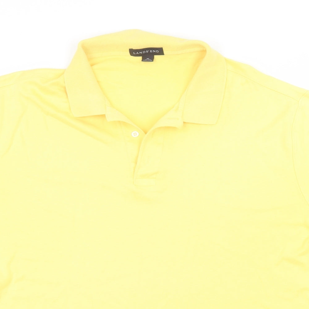 Lands' End Mens Yellow  Wool  Polo Size XL Collared