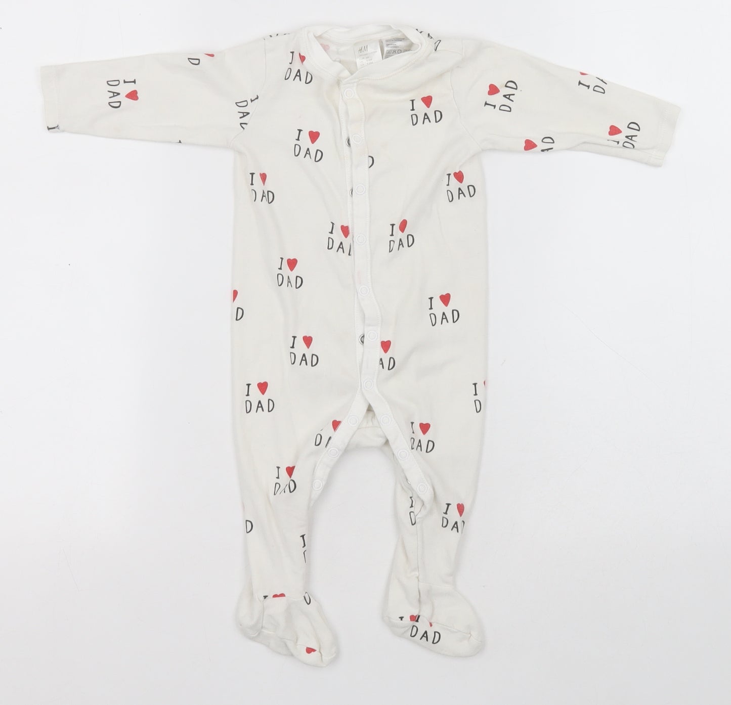 H&M Baby White  Cotton Babygrow One-Piece Size 3-6 Months   - I Love Dad