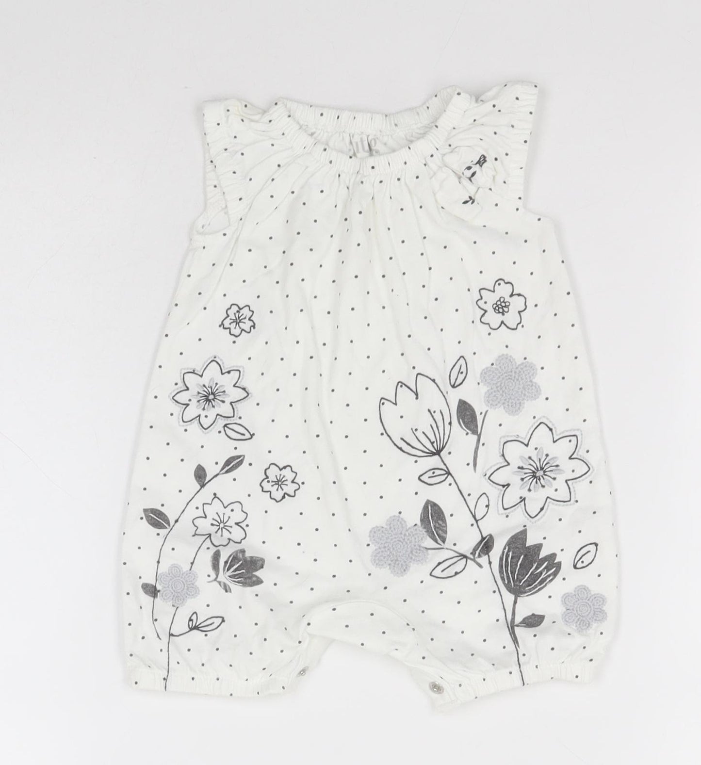 Nutmeg Baby White Spotted Cotton Babygrow One-Piece Size 0-3 Months