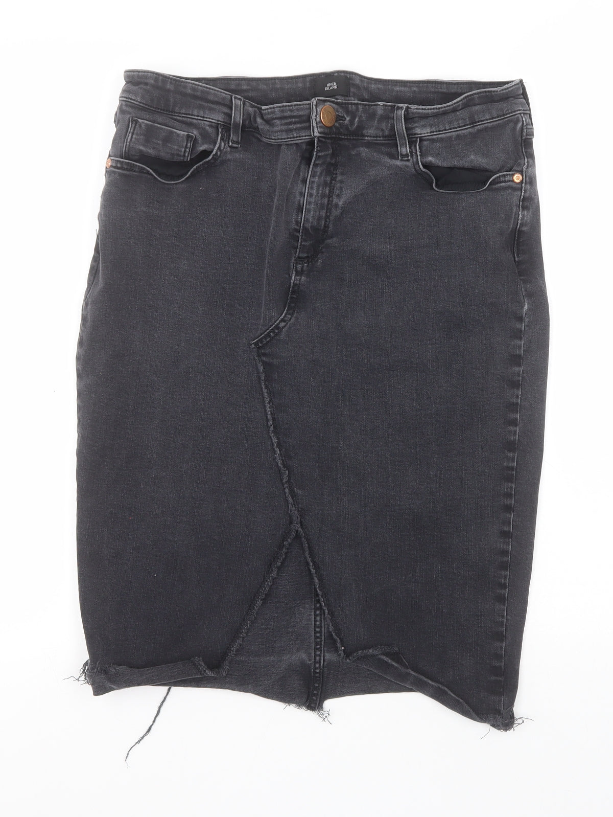 River Island Womens Grey  Cotton Straight & Pencil Skirt Size 16