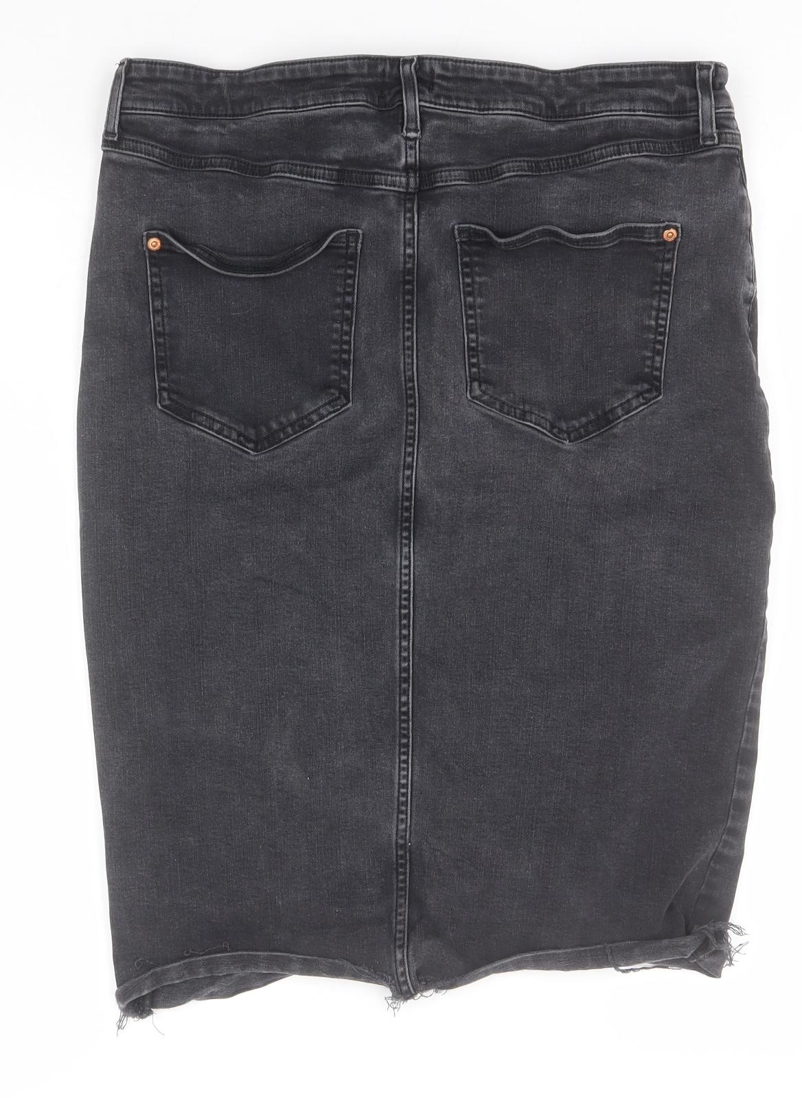 River Island Womens Grey  Cotton Straight & Pencil Skirt Size 16