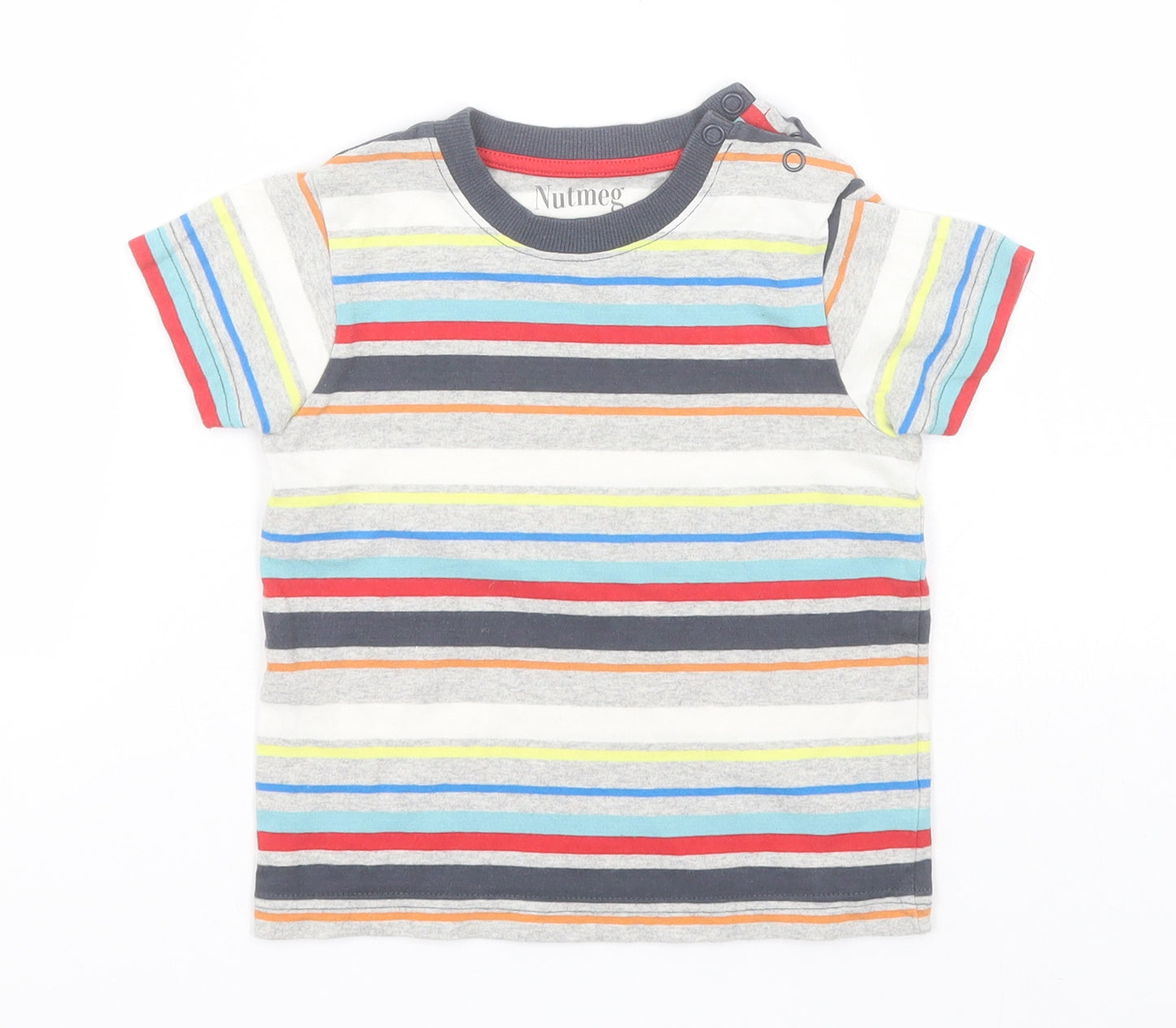 Nutmeg Baby Multicoloured Striped Cotton Basic T-Shirt Size 18-24 Months Collared