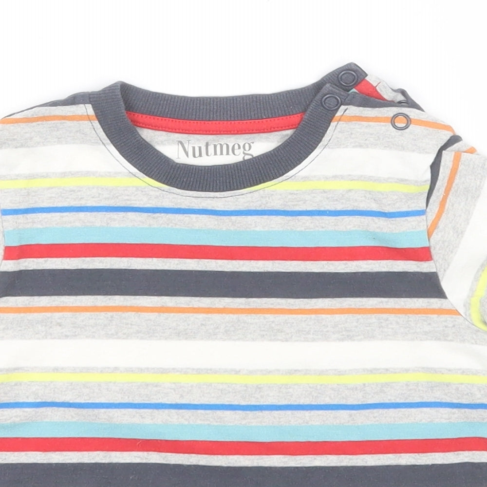 Nutmeg Baby Multicoloured Striped Cotton Basic T-Shirt Size 18-24 Months Collared