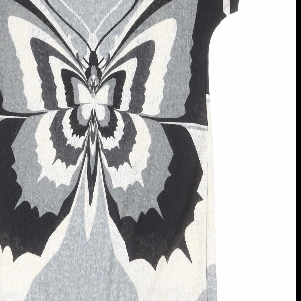 Stella Womens Grey  Polyester Basic T-Shirt Size M Round Neck - Butterflies