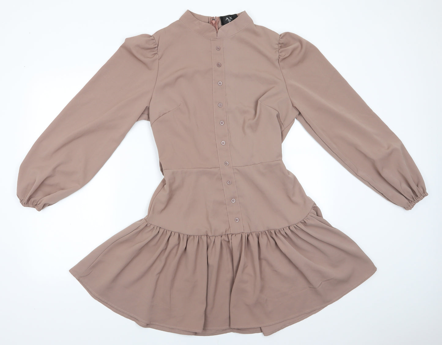 AX Paris Womens Brown  Polyester Fit & Flare  Size 10  High Neck Zip - Mocha Brown Colour Back Zip Elasticated cuffs & back waist Unlines
