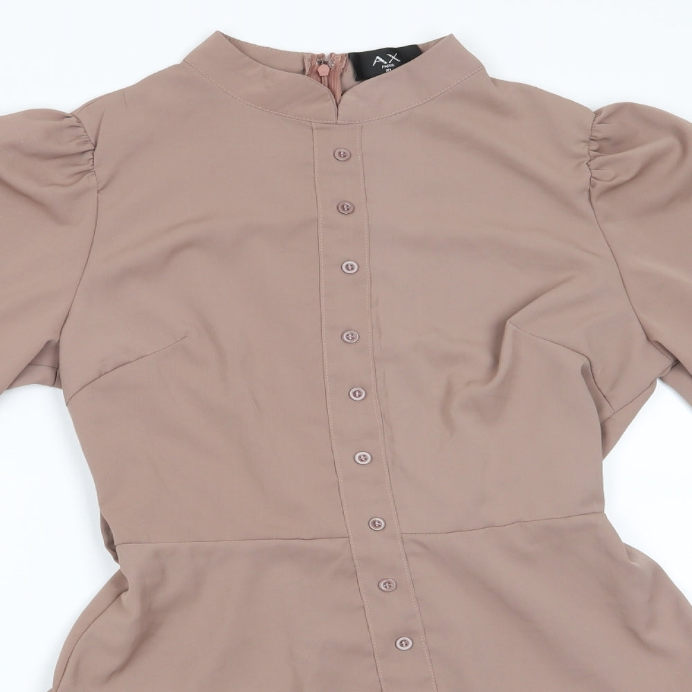AX Paris Womens Brown  Polyester Fit & Flare  Size 10  High Neck Zip - Mocha Brown Colour Back Zip Elasticated cuffs & back waist Unlines