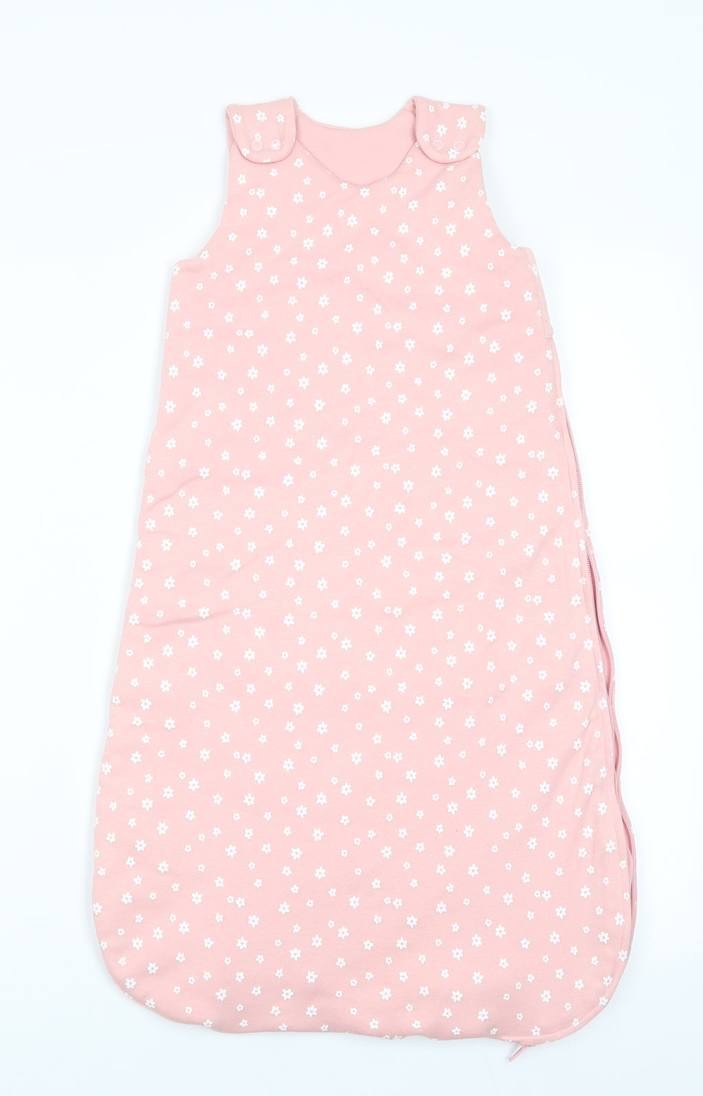 George Girls Pink Floral Cotton Coverall One-Piece Size 6-9 Months  Zip - White Flowers