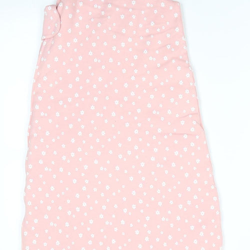 George Girls Pink Floral Cotton Coverall One-Piece Size 6-9 Months  Zip - White Flowers