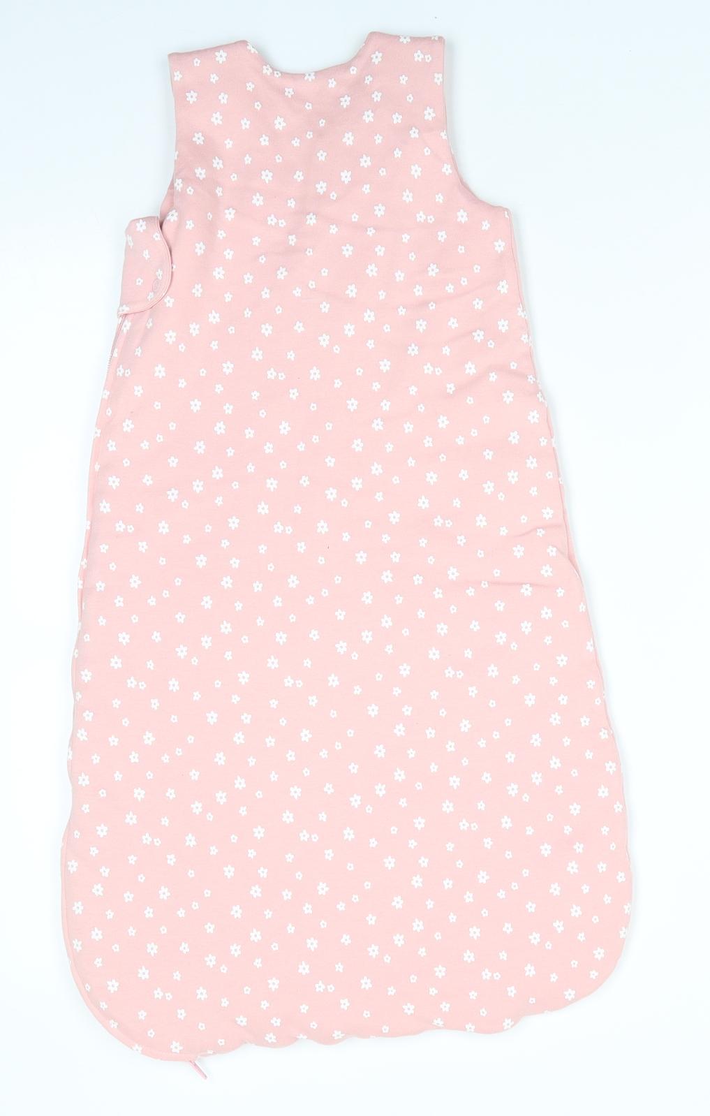 George Girls Pink Floral Cotton Coverall One-Piece Size 6-9 Months  Zip - White Flowers
