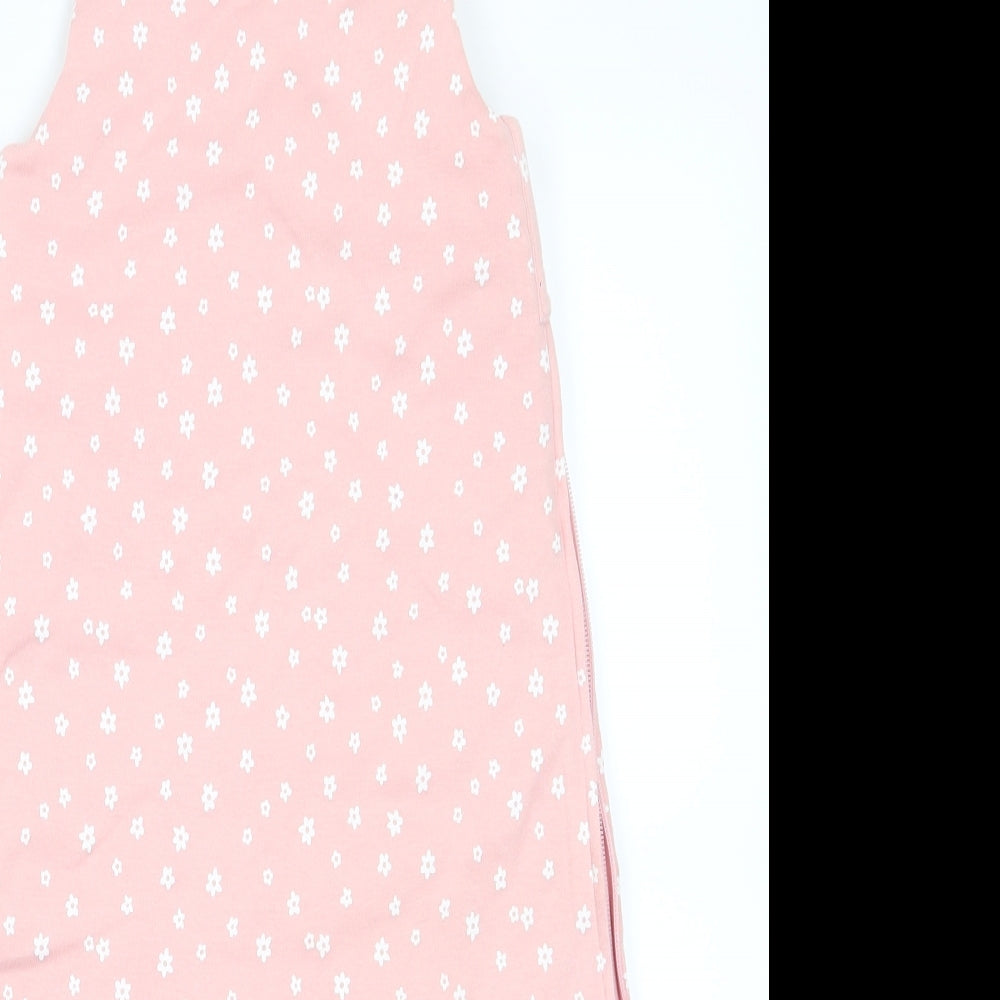George Girls Pink Floral Cotton Coverall One-Piece Size 6-9 Months  Zip - White Flowers