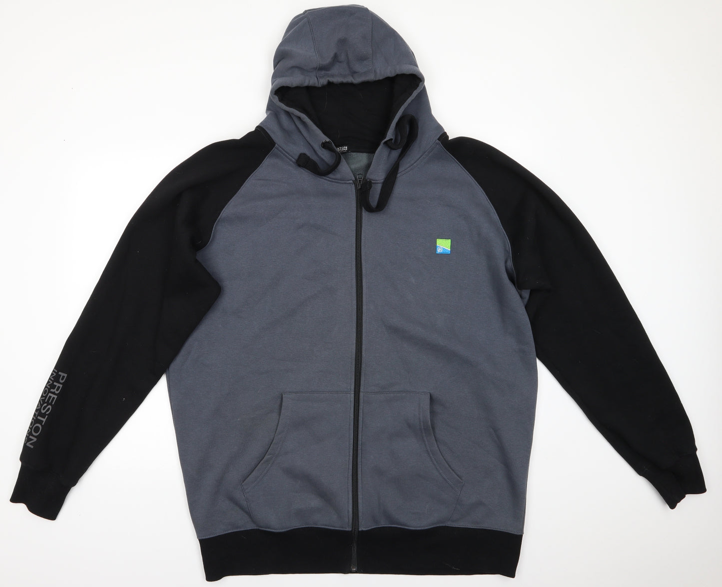 Preston Innovations Mens Black  Cotton Full Zip Hoodie Size XL   - Preston Innovations Grey Black Colourblock