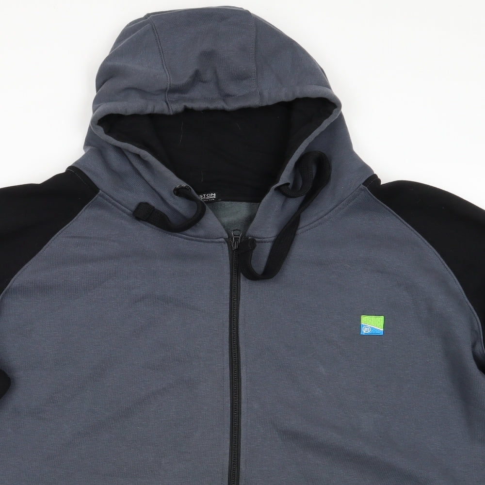 Preston Innovations Mens Black  Cotton Full Zip Hoodie Size XL   - Preston Innovations Grey Black Colourblock
