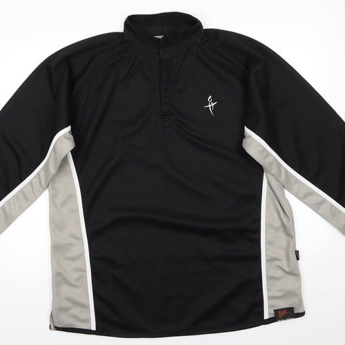 Falcon Mens Black  Polyester Henley Sweatshirt    - Black & Taupe Colour Block