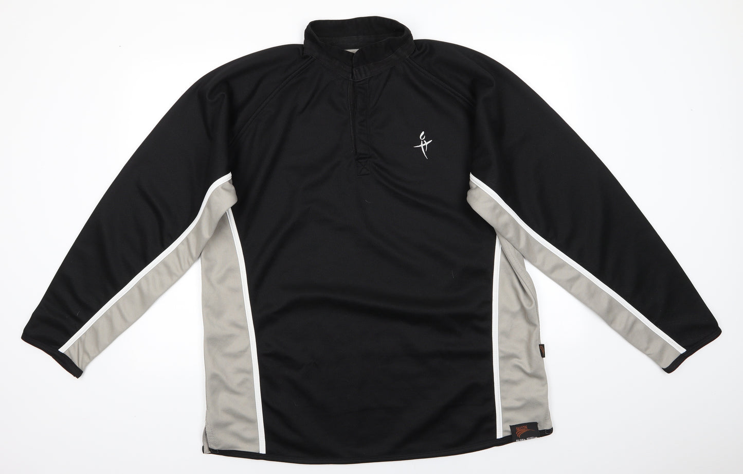 Falcon Mens Black  Polyester Henley Sweatshirt    - Black & Taupe Colour Block