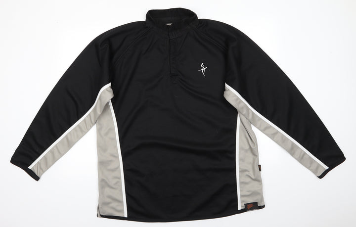 Falcon Mens Black  Polyester Henley Sweatshirt    - Black & Taupe Colour Block