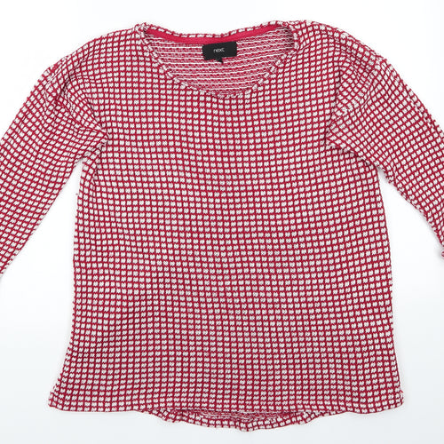 NEXT Womens Red Crew Neck Polka Dot Cotton Pullover Jumper Size 16   - Square Polka Dots White
