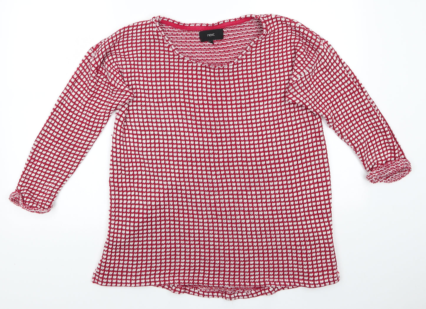 NEXT Womens Red Crew Neck Polka Dot Cotton Pullover Jumper Size 16   - Square Polka Dots White