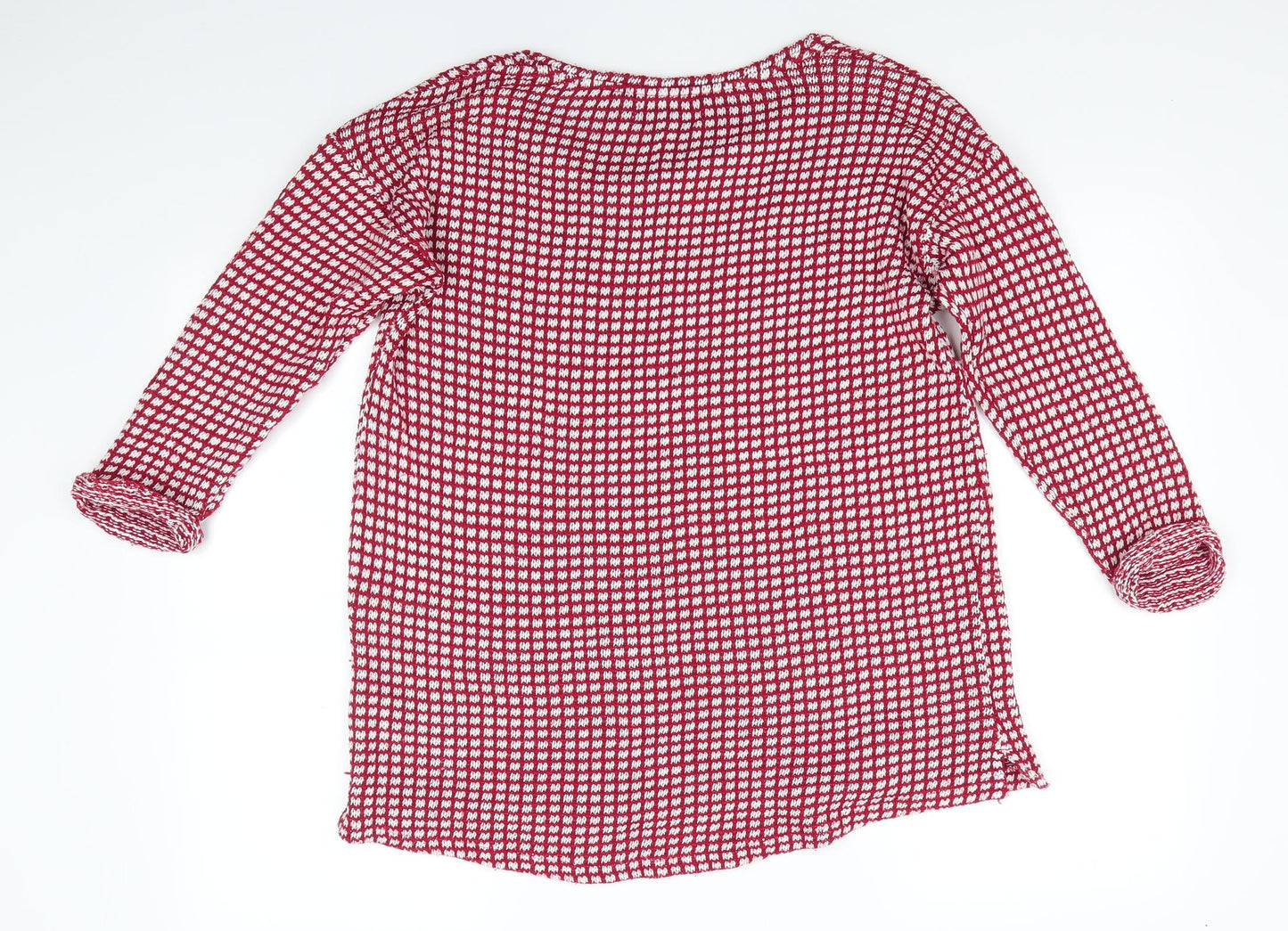 NEXT Womens Red Crew Neck Polka Dot Cotton Pullover Jumper Size 16   - Square Polka Dots White