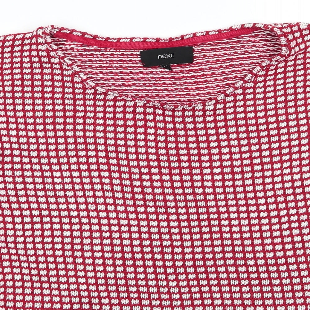 NEXT Womens Red Crew Neck Polka Dot Cotton Pullover Jumper Size 16   - Square Polka Dots White