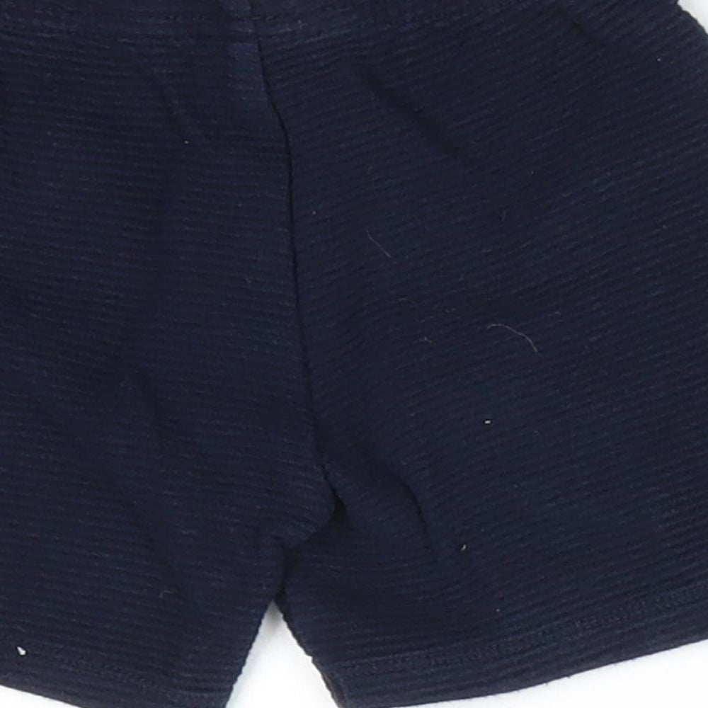 Fred & Flo Boys Blue Striped Cotton Cropped Trousers Size 9-12 Months  Drawstring - Shorts same colour stripe pattern