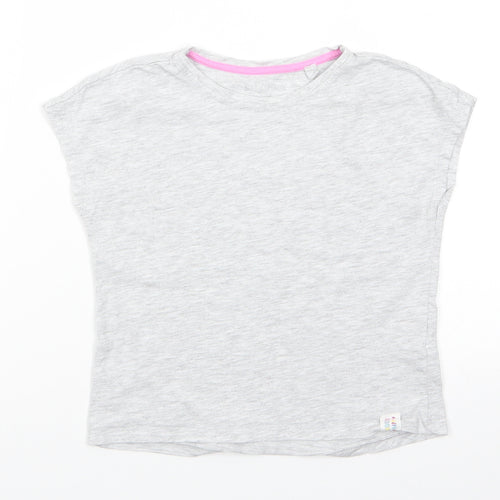 Lily & Dan Girls Grey  Cotton Basic T-Shirt Size 9-10 Years Round Neck Pullover - Pale grey mix