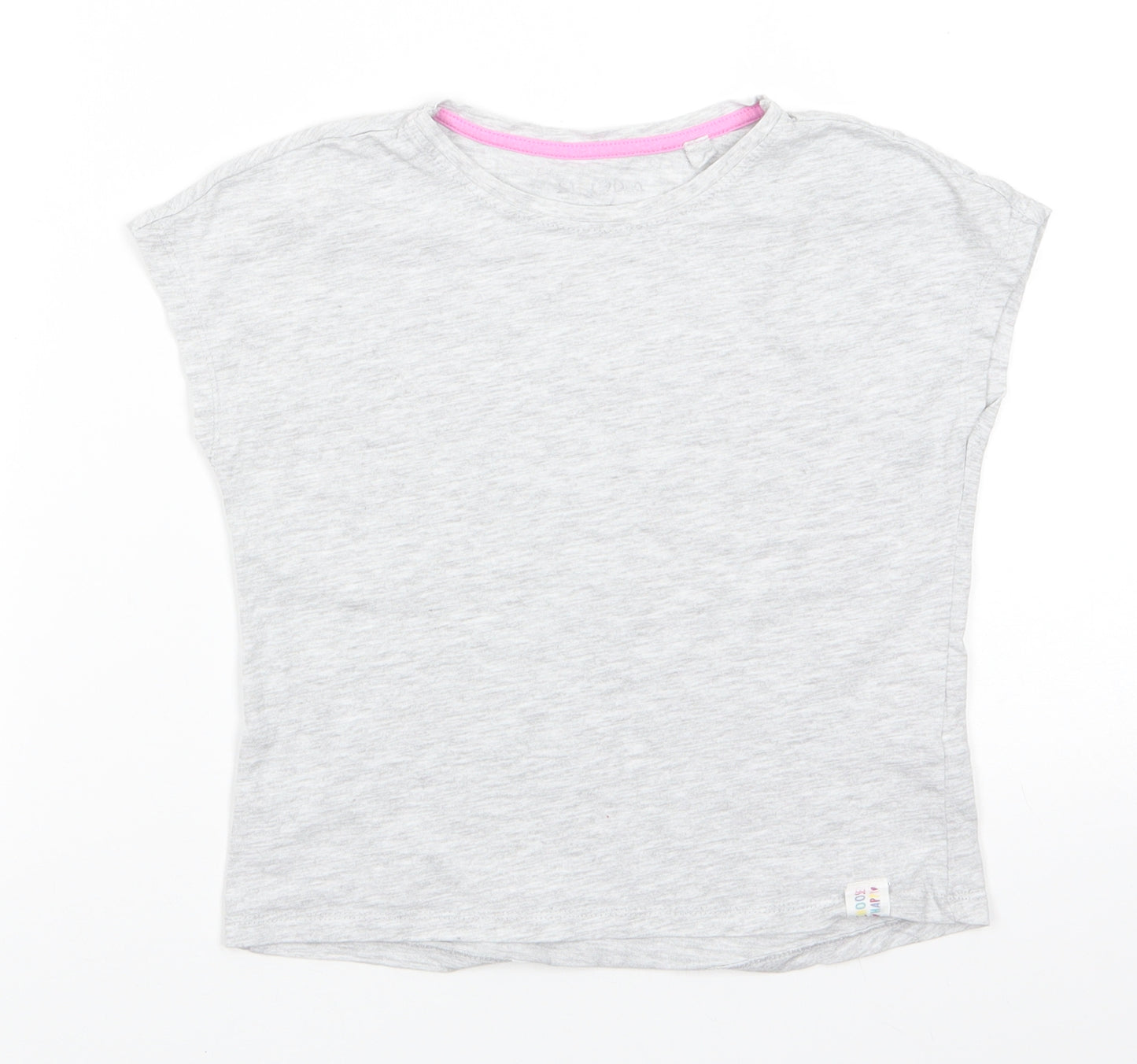 Lily & Dan Girls Grey  Cotton Basic T-Shirt Size 9-10 Years Round Neck Pullover - Pale grey mix