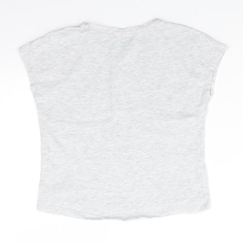 Lily & Dan Girls Grey  Cotton Basic T-Shirt Size 9-10 Years Round Neck Pullover - Pale grey mix