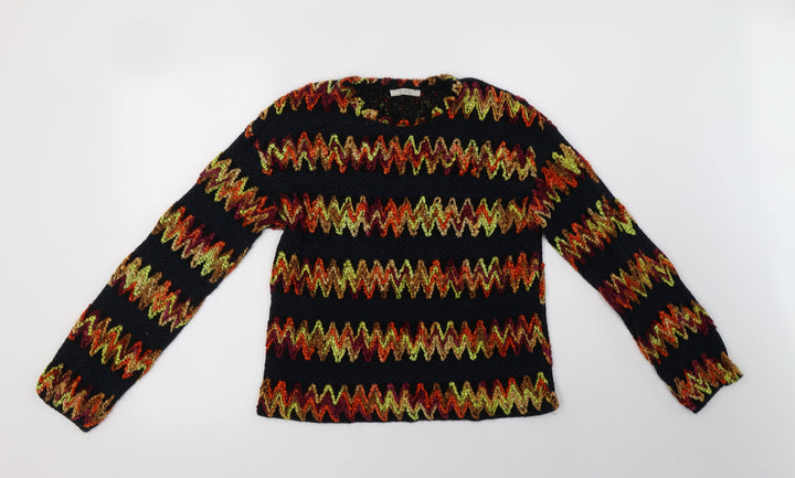 Zara Womens Multicoloured Crew Neck Geometric  Pullover Jumper Size L