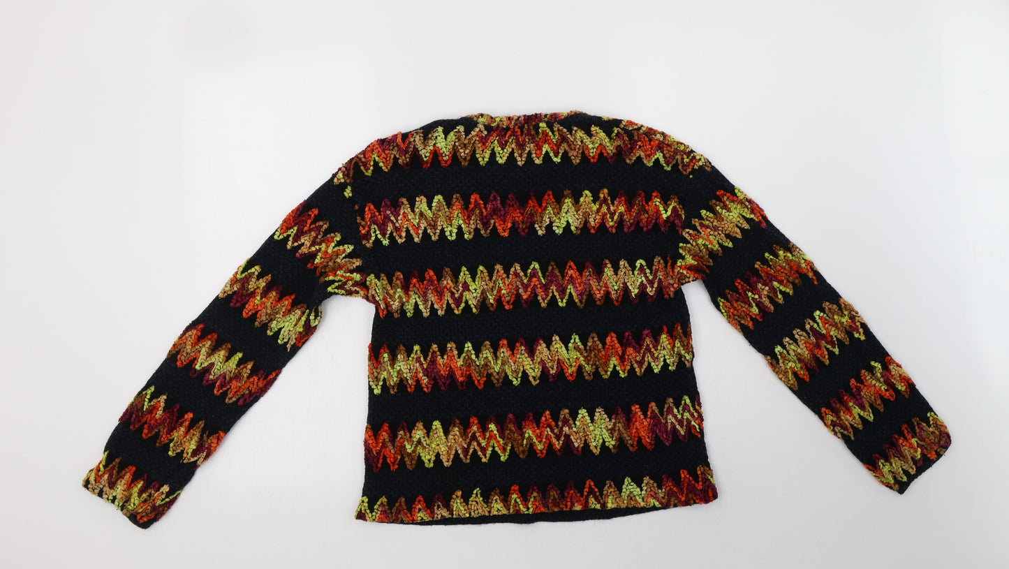 Zara Womens Multicoloured Crew Neck Geometric  Pullover Jumper Size L