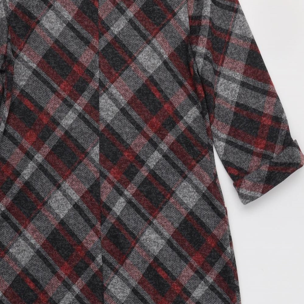 Roman Womens Grey Check Polyester Jumper Dress  Size 14  Crew Neck