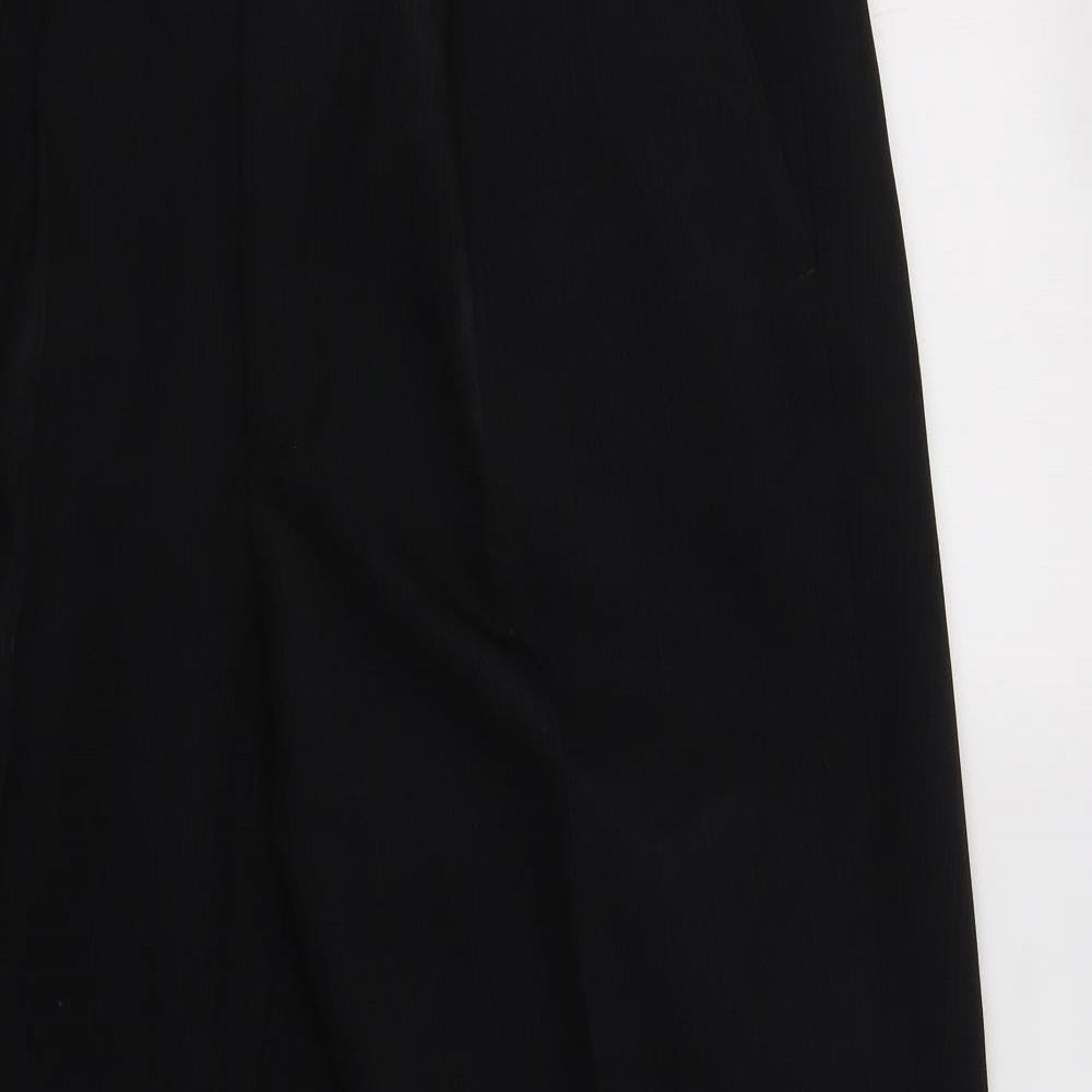 Matalan Mens Black Striped Polyester Dress Pants Trousers Size 36 L29 in Regular Hook & Loop