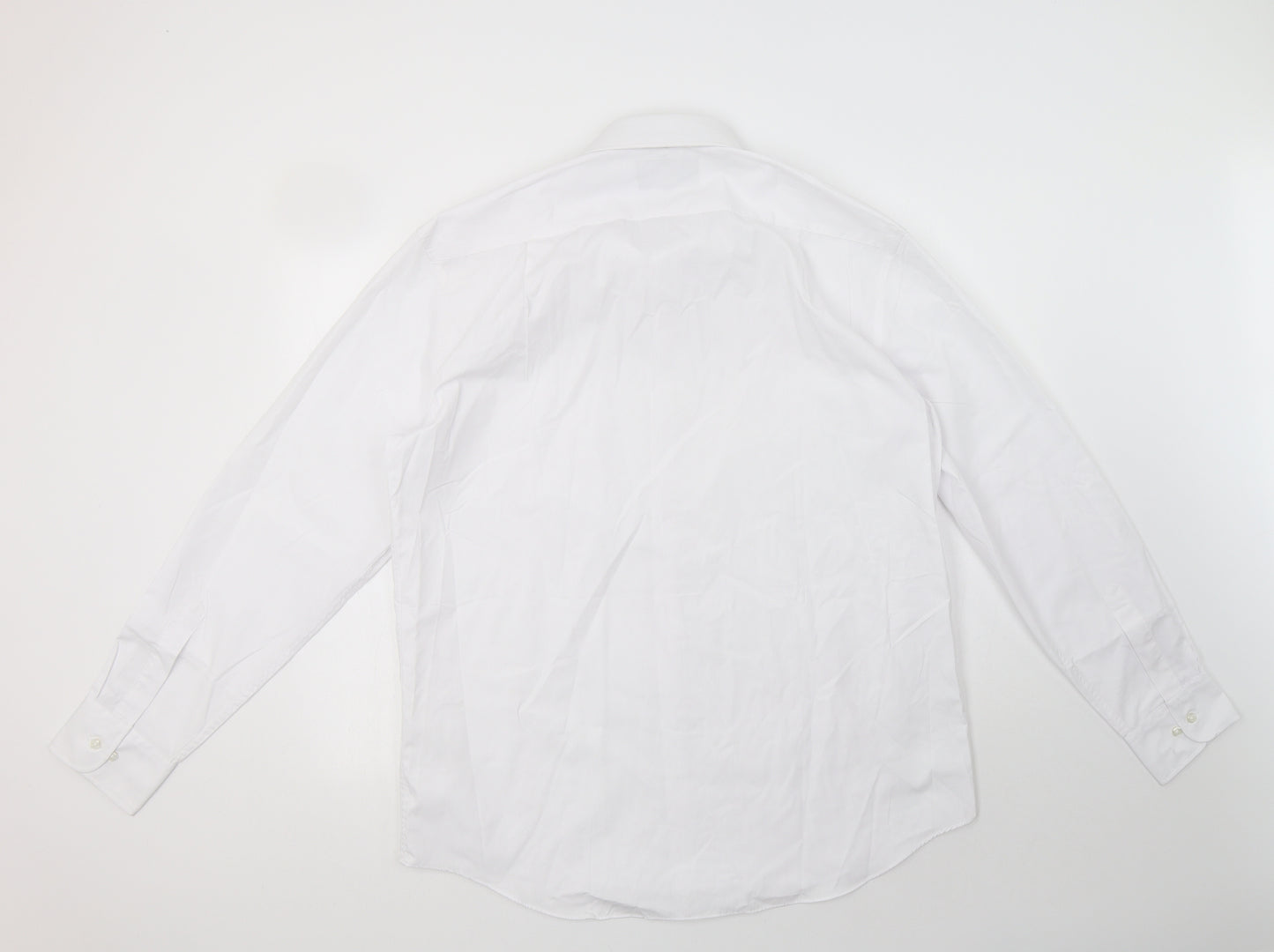 M&S Mens White  Cotton  Dress Shirt Size 16.5 Collared Button