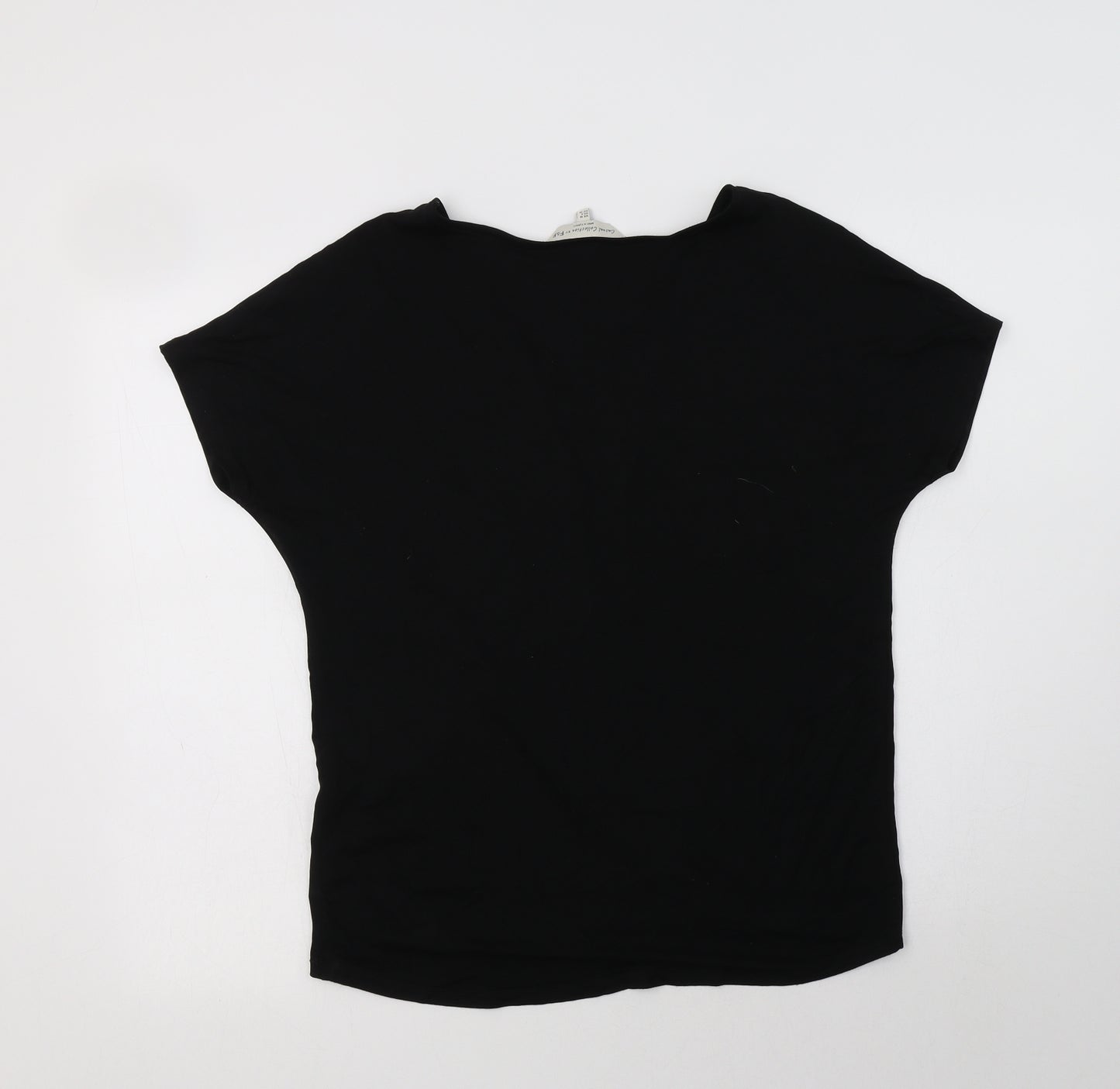F&F Womens Black Geometric Polyester Basic Blouse Size 10 V-Neck