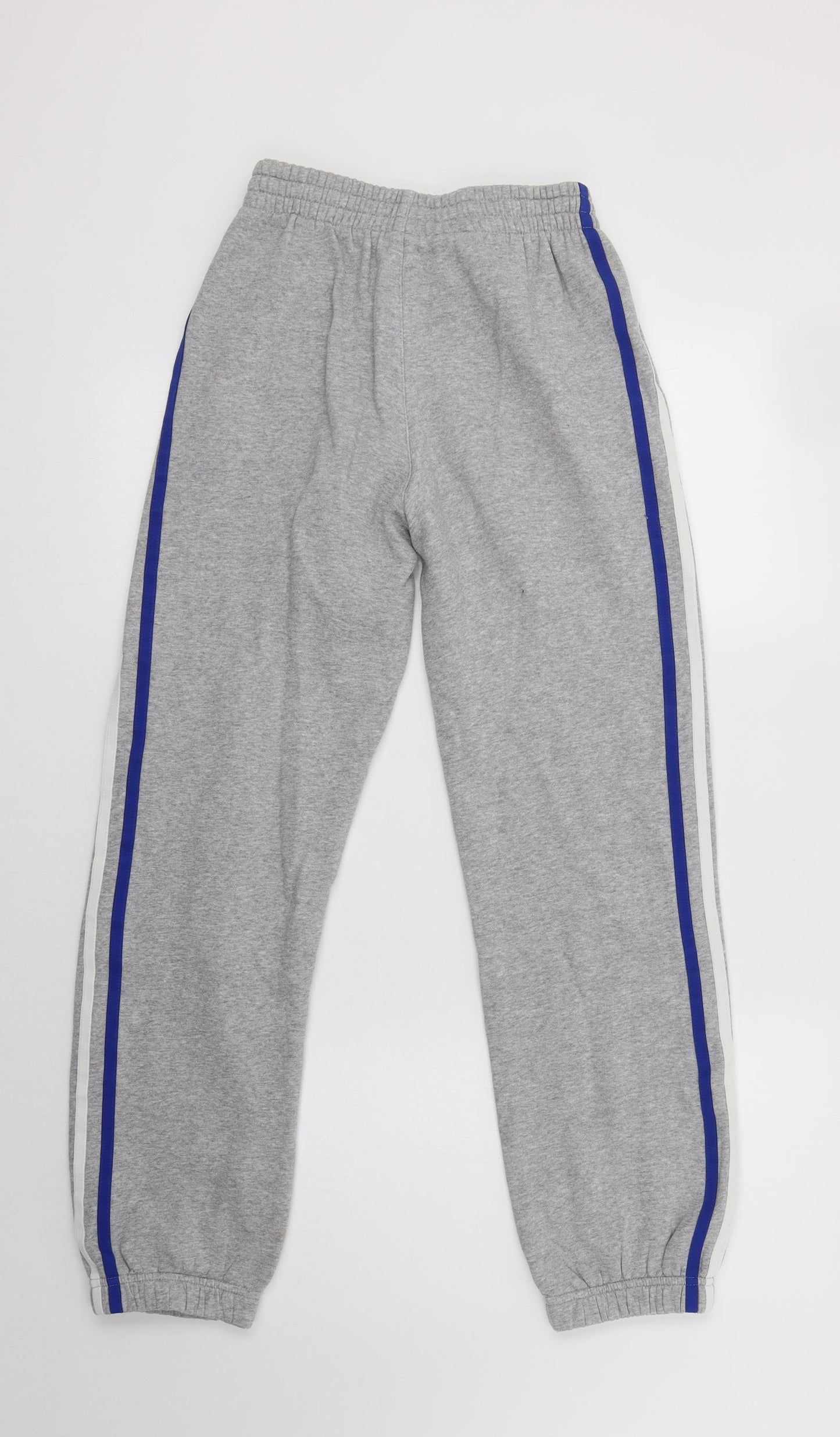 adidas Boys Grey Striped Cotton Jogger Trousers Size 11-12 Years  Regular Drawstring
