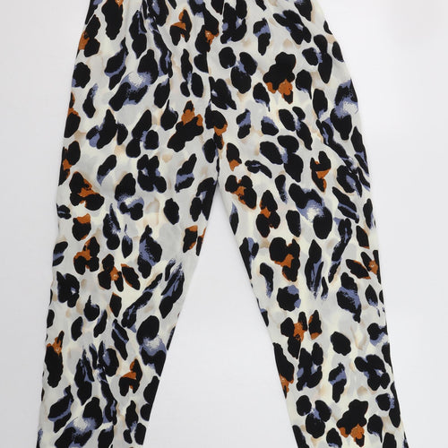 Preworn Womens Ivory Animal Print Cotton Trousers  Size M L28 in Regular Zip