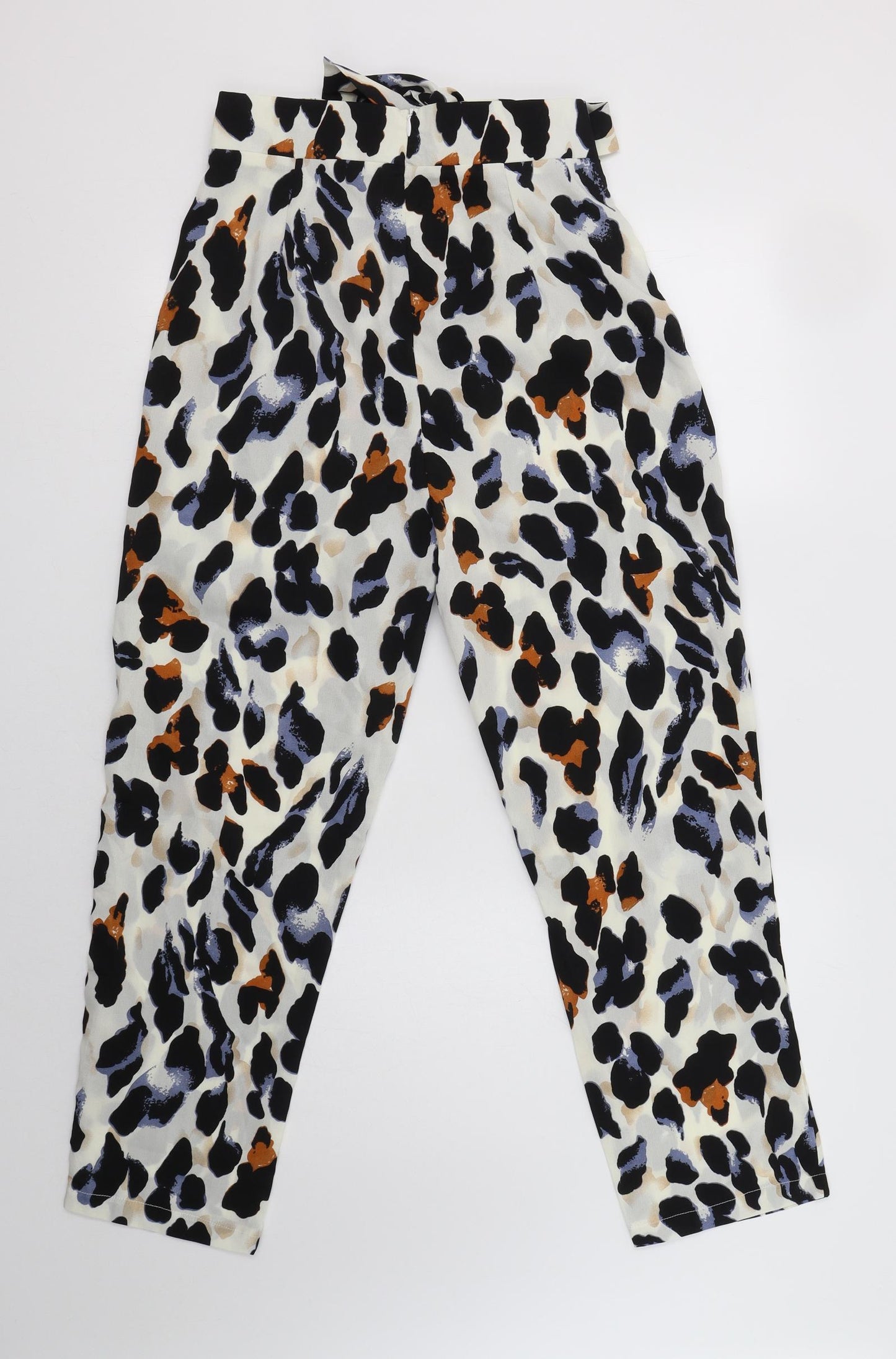 Preworn Womens Ivory Animal Print Cotton Trousers  Size M L28 in Regular Zip