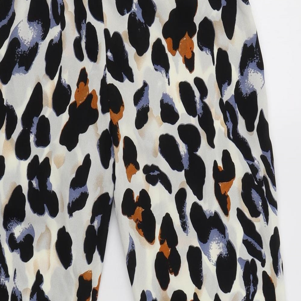 Preworn Womens Ivory Animal Print Cotton Trousers  Size M L28 in Regular Zip