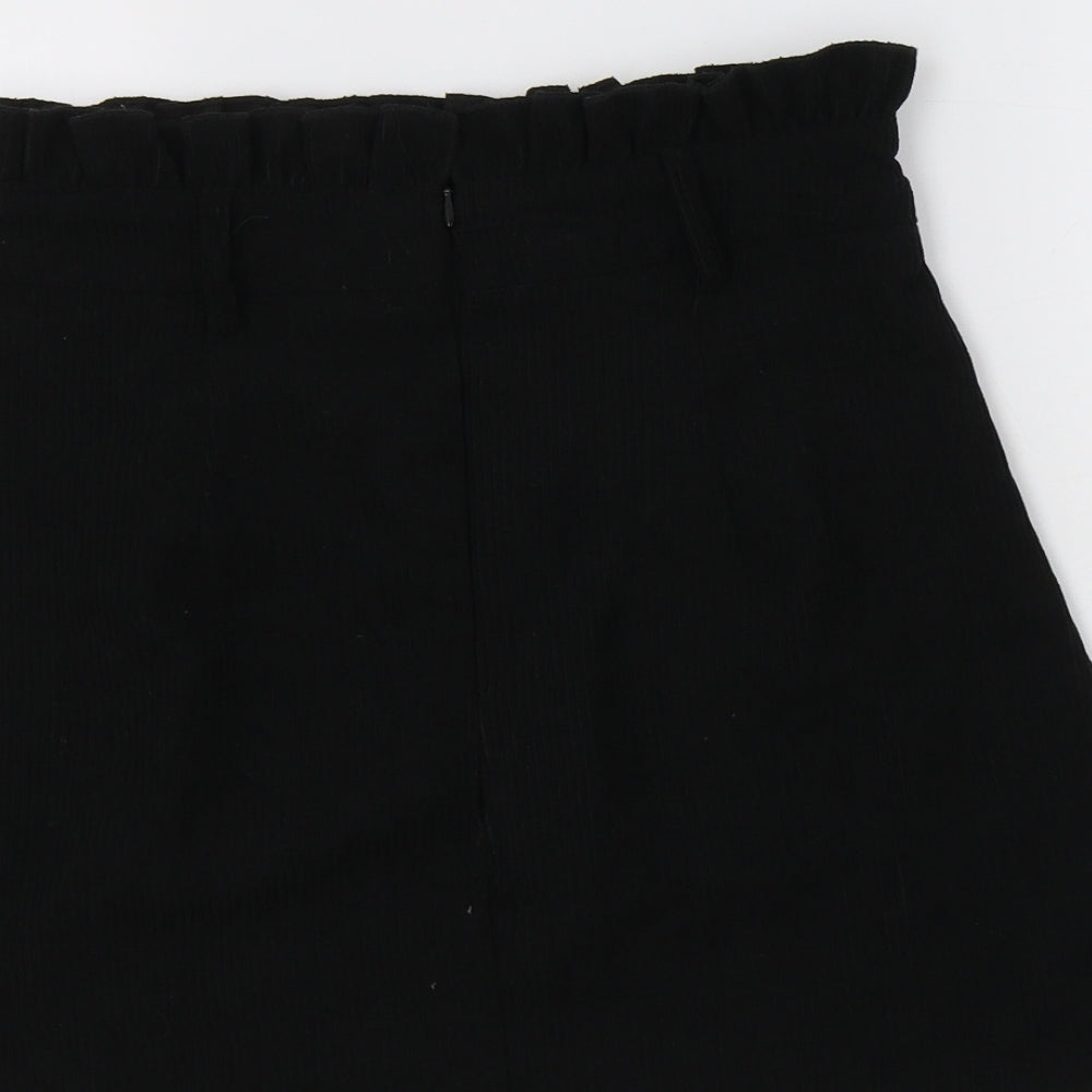 Boohoo Womens Black  Polyester Mini Skirt Size 10   Zip