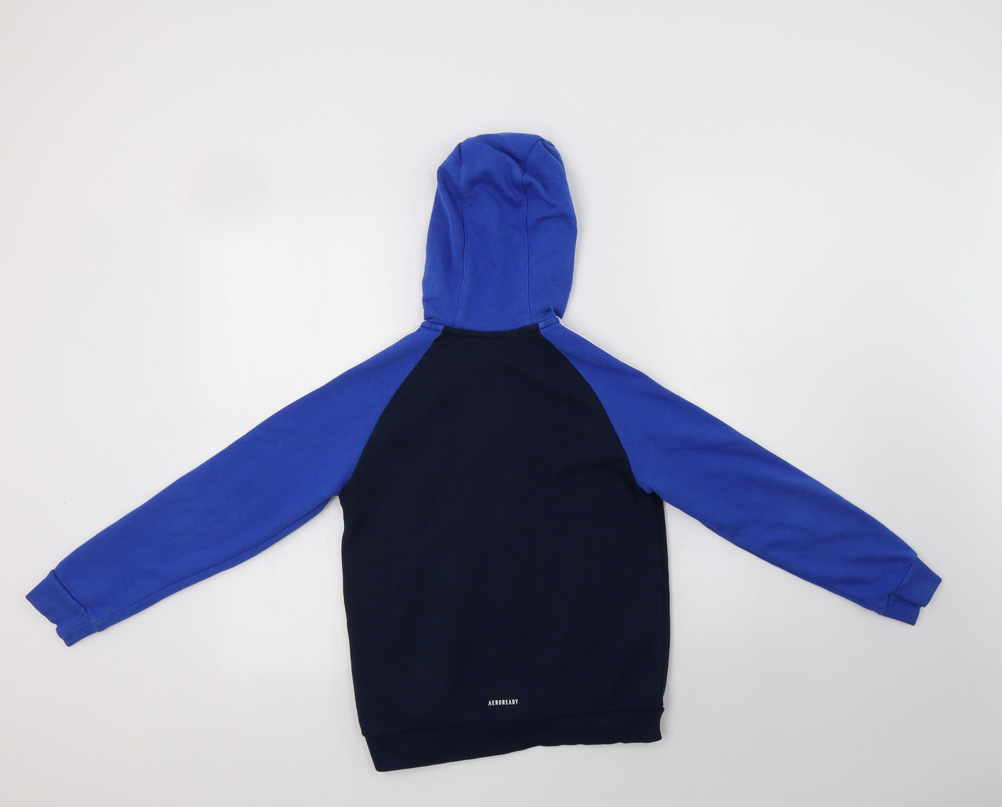 adidas Boys Blue Striped Cotton Full Zip Hoodie Size 9-10 Years  Zip