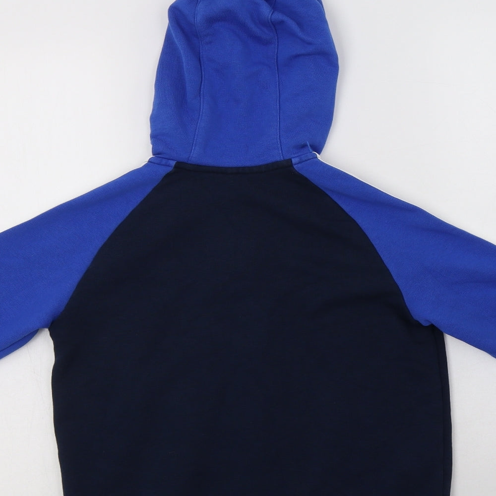 adidas Boys Blue Striped Cotton Full Zip Hoodie Size 9-10 Years  Zip