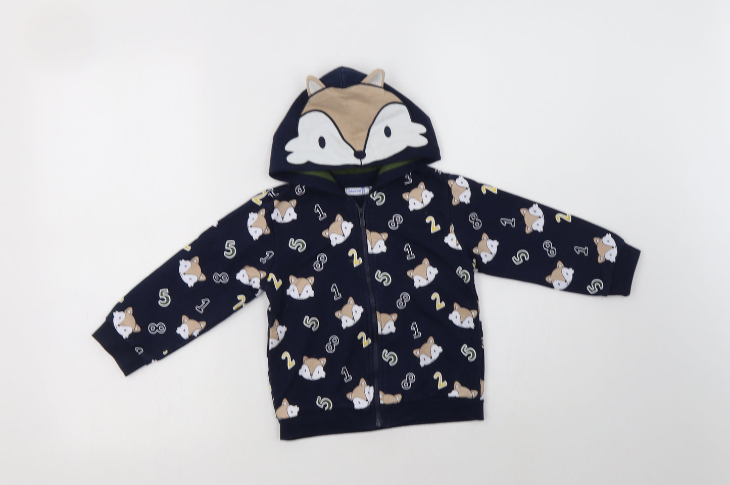 Mayoral Girls Blue  Cotton Full Zip Hoodie Size 3 Years  Zip - Cute Animals