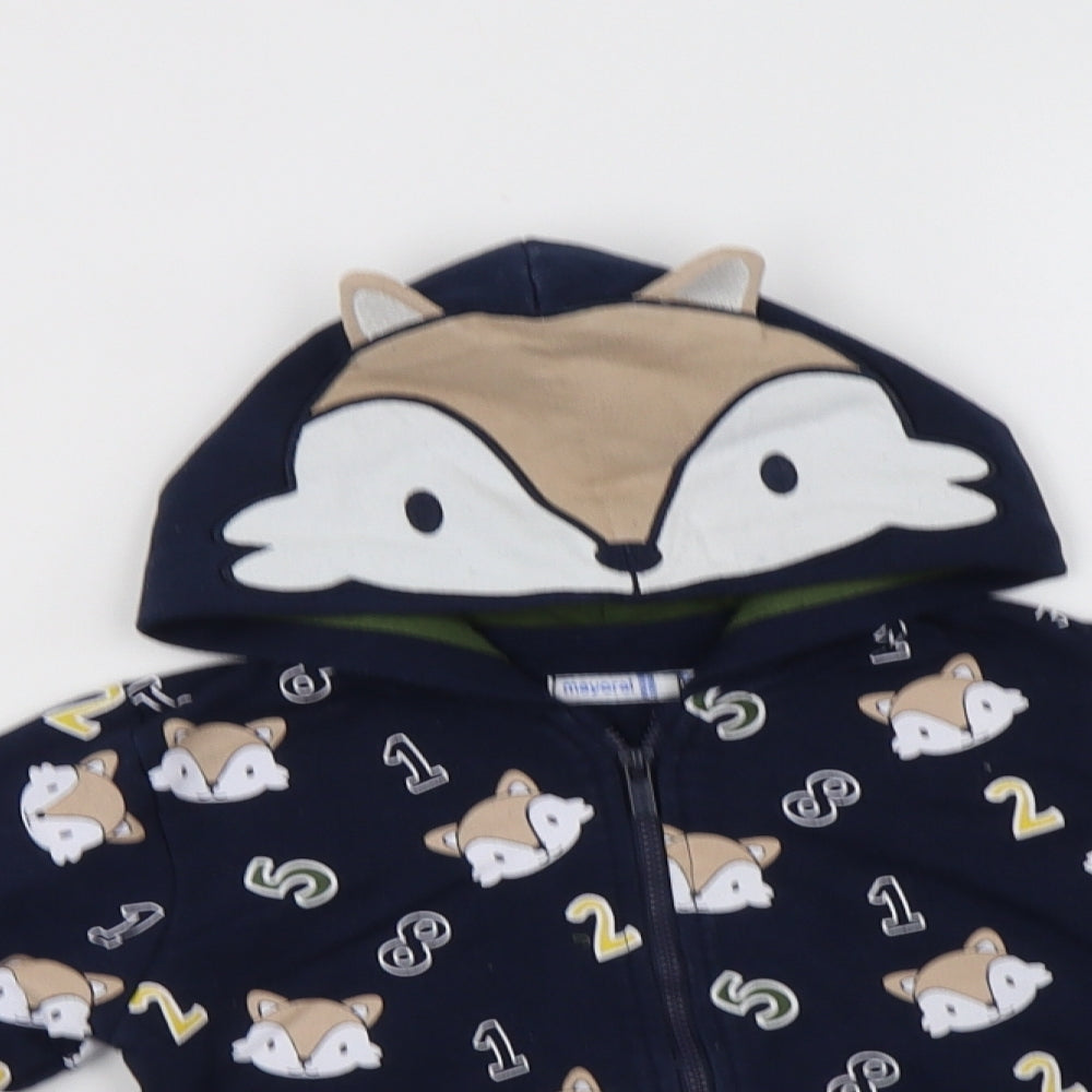 Mayoral Girls Blue  Cotton Full Zip Hoodie Size 3 Years  Zip - Cute Animals