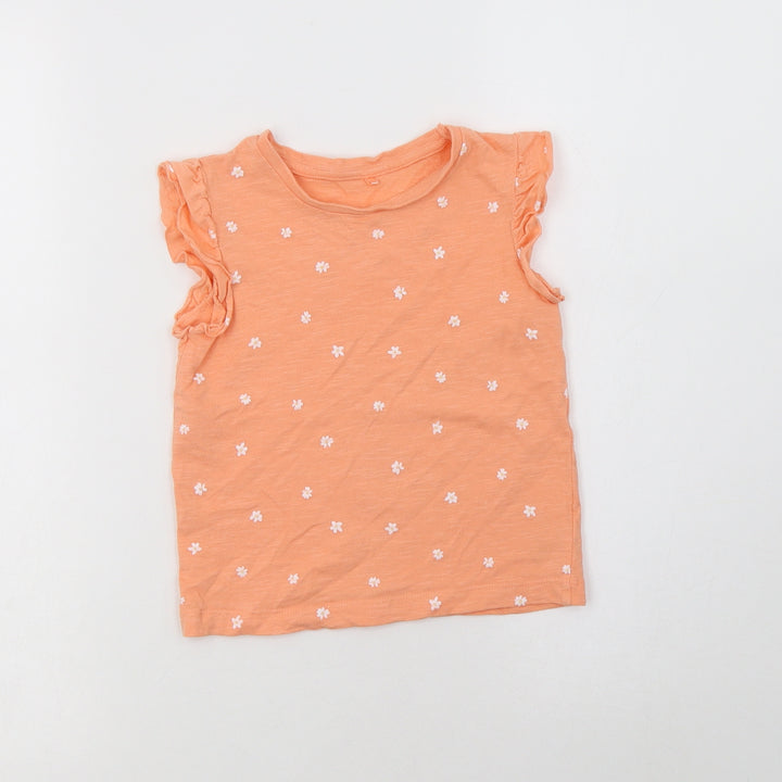 George Girls Orange Floral Cotton Basic Blouse Size 3-4 Years Crew Neck
