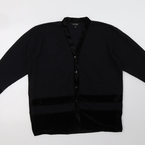 By Design Womens Black V-Neck Striped Polyester Cardigan Jumper Size L