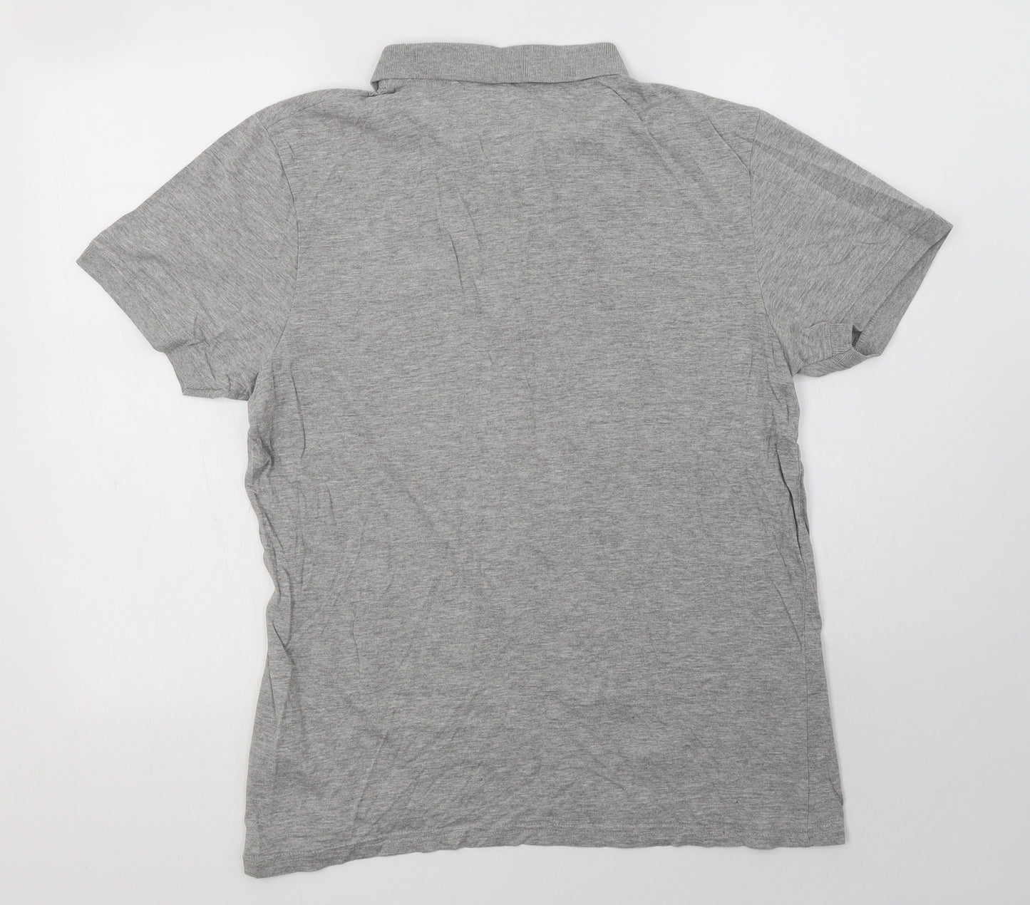 Primark Mens Grey  Cotton  Polo Size L Collared Button