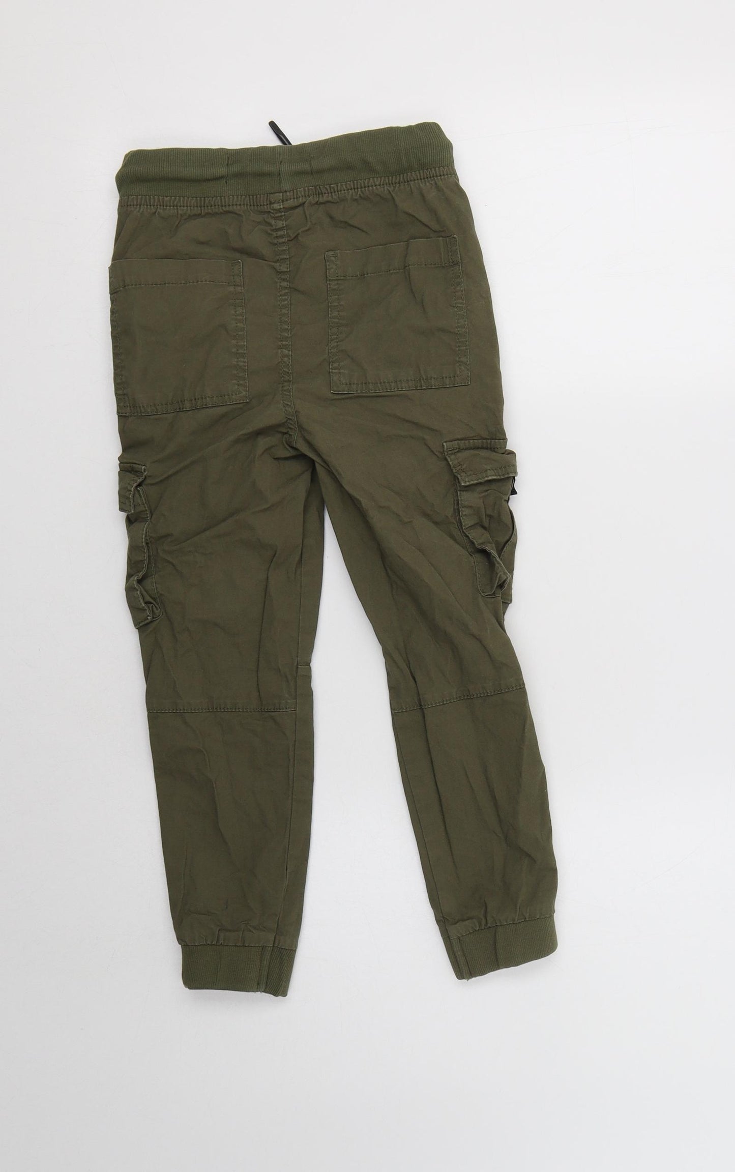 Primark Boys Green  Cotton Cargo Trousers Size 6-7 Years  Regular Drawstring