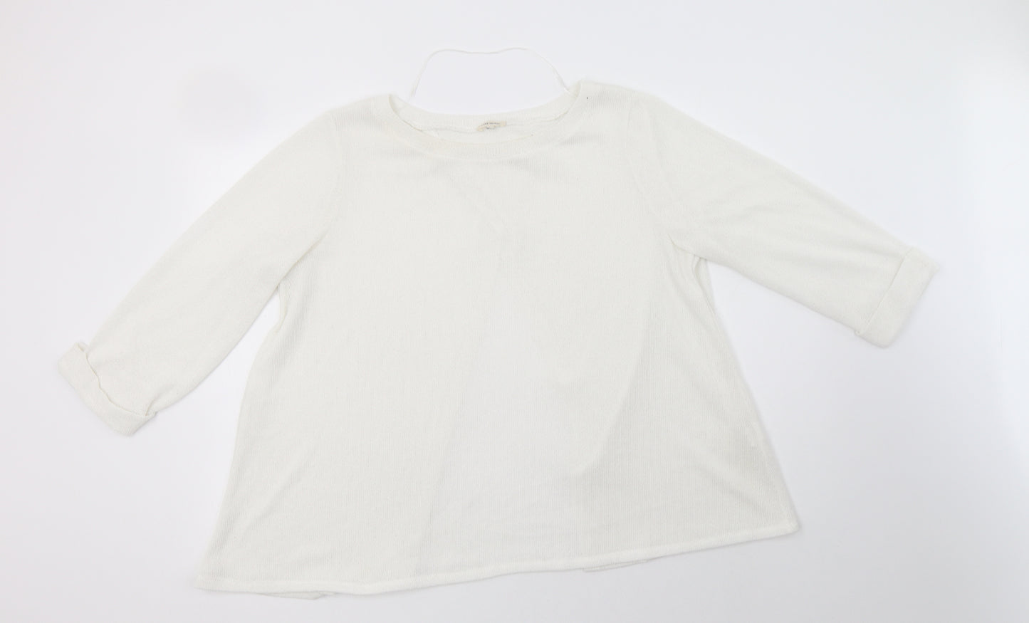 River Island Womens White Crew Neck  Polyester Pullover Jumper Size 18
