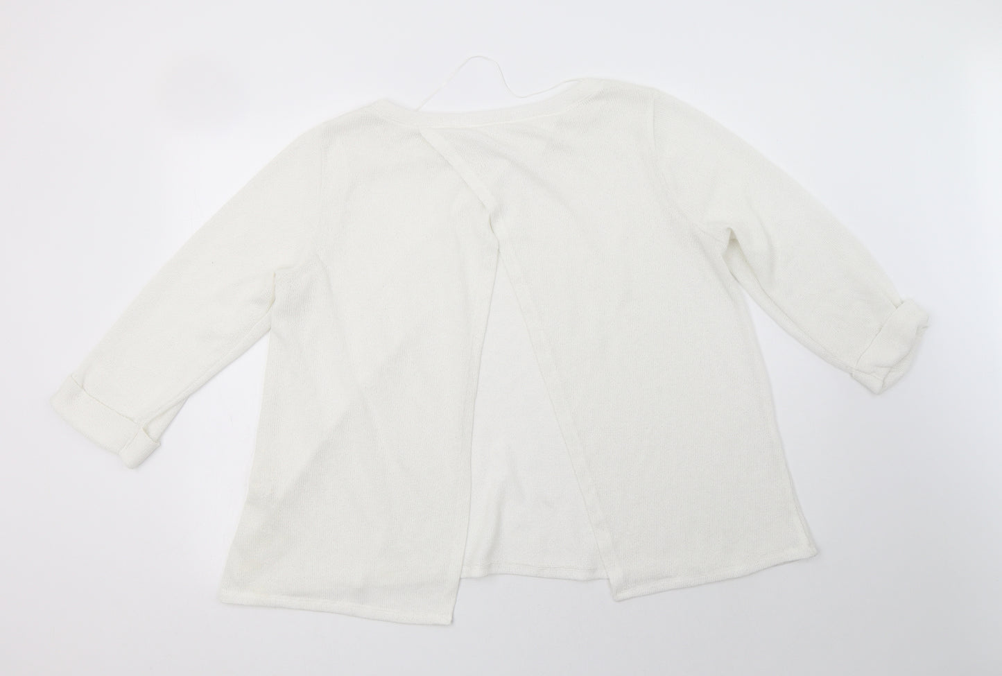 River Island Womens White Crew Neck  Polyester Pullover Jumper Size 18