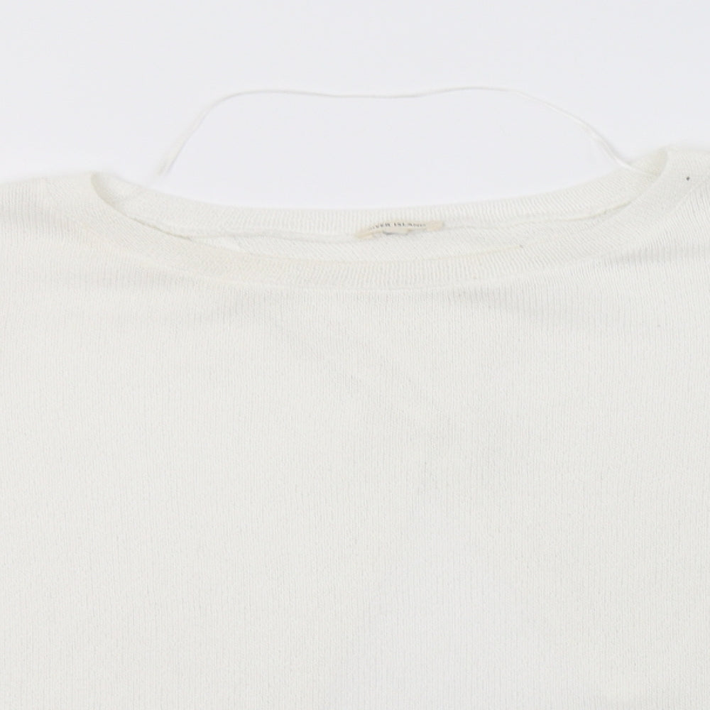 River Island Womens White Crew Neck  Polyester Pullover Jumper Size 18