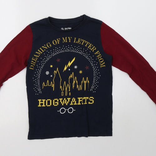 Nutmeg Girls Blue Colourblock Cotton Top Pyjama Top Size 9-10 Years   - Harry Potter